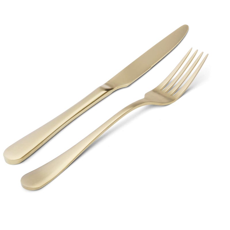 sharecook Matte champagne Silverware Set, 20-Piece Stainless Steel Flatware Set, Kitchen Utensil Set Service for 4, Tableware Cutlery Set for Home and Restaurant, Satin Finish, Dishwasher Safe - Image 3